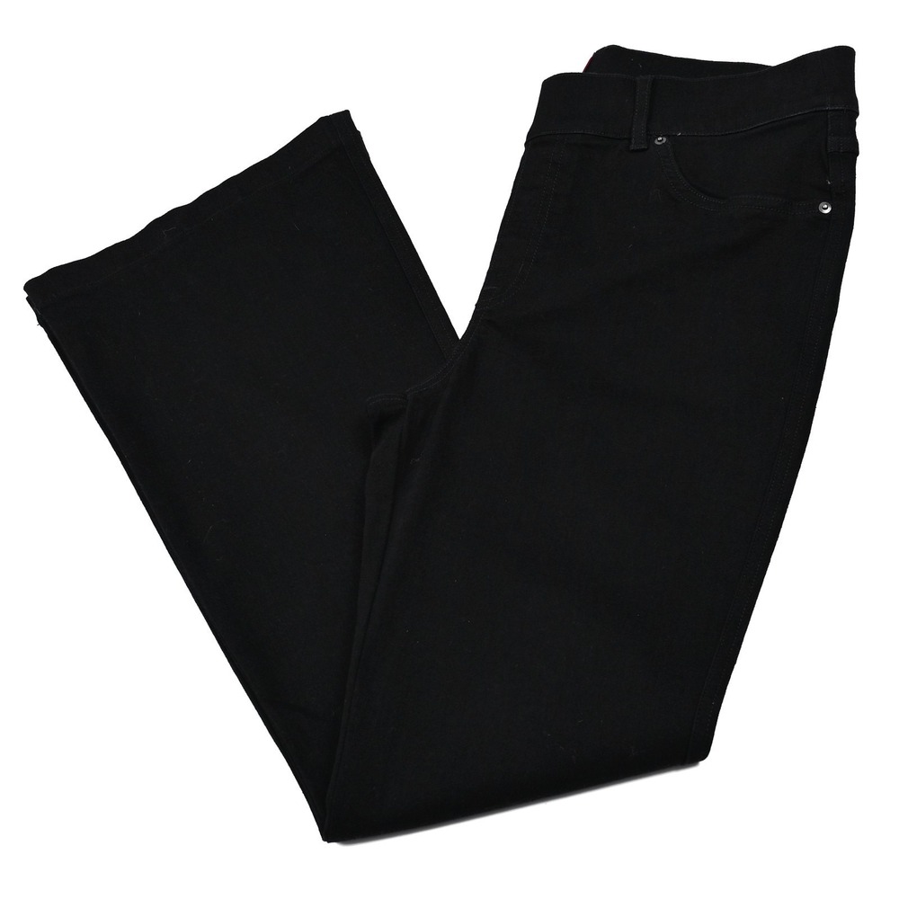 Spanx Flare Jeans Black Pull On High Rise Stretch Petite Large 20326Q